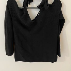 White House Black Market open shoulder black top - size large